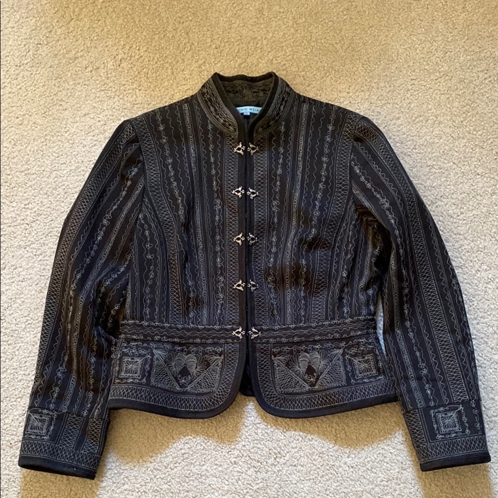 Antonio Melani Elegant Black Embroidered Jacket